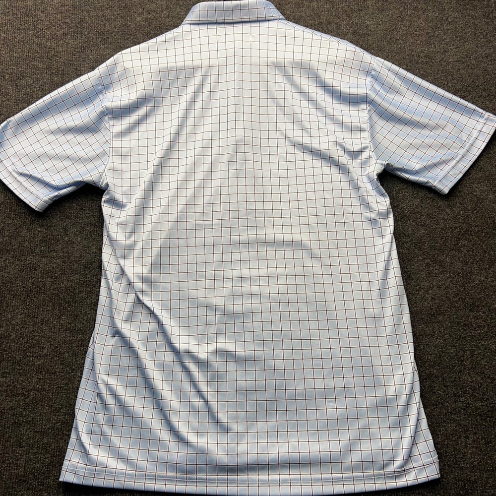 Collars & Co Mens Dress Collar Polo Shirt Blue Windowpane Performance Large 2566 - Picture 7 of 8